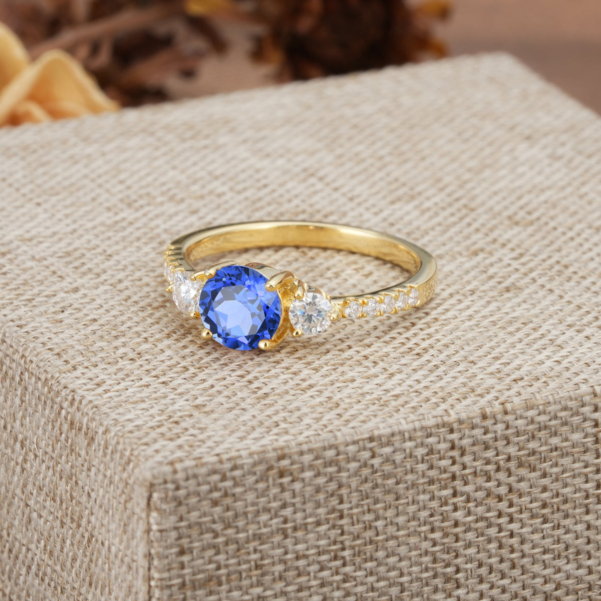 Classic 4 Prong Round Cut Sapphire Engagement Ring - Additional view