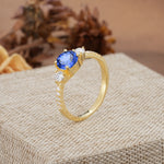 Classic 4 Prong Round Cut Sapphire Engagement Ring - Additional view