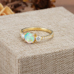 Classic 4 Prong Round Cut Fire Opal Engagement Ring - Additional view