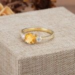 Classic 4 Prong Round Cut Citrine Engagement Ring - Additional view