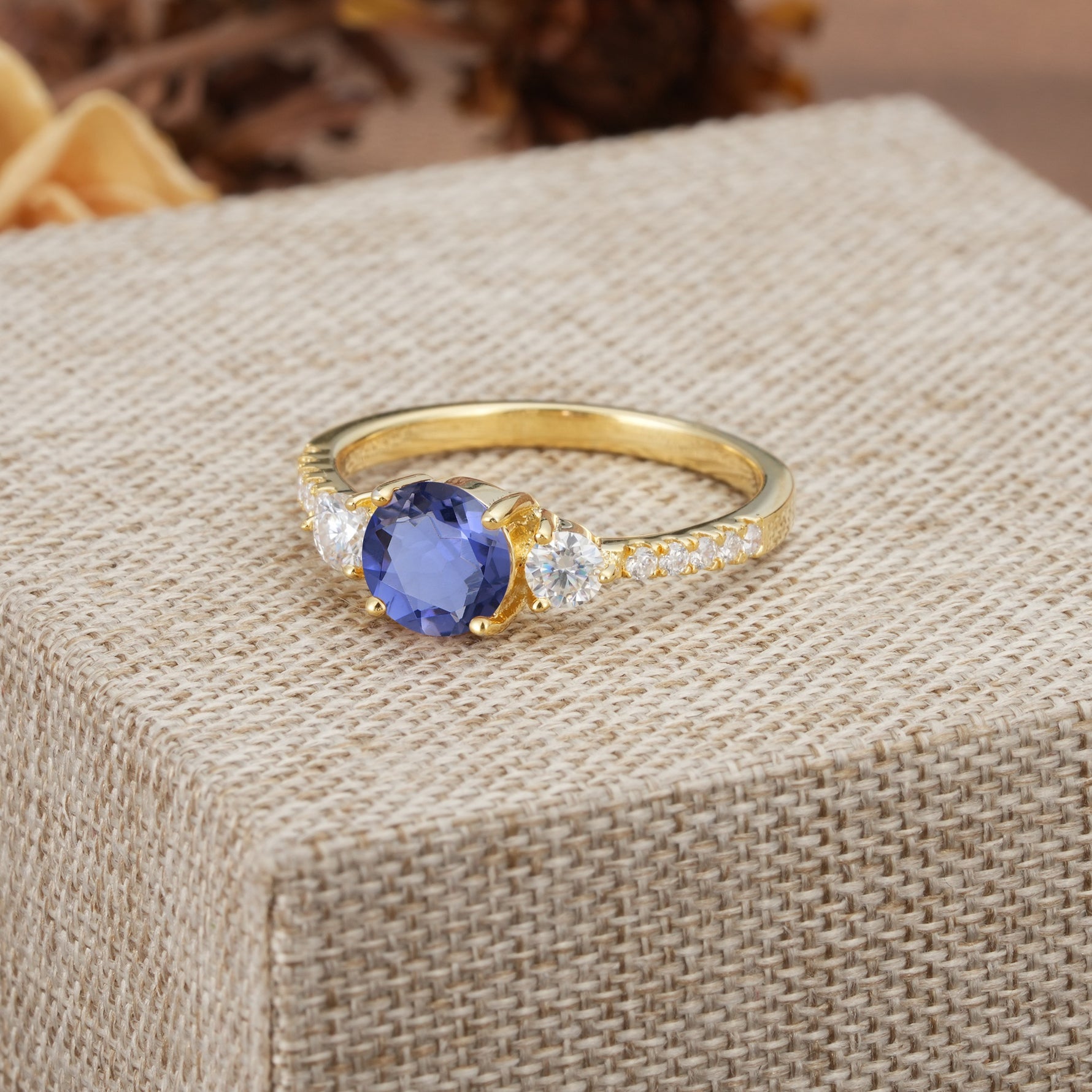 Classic 4 Prong Round Cut Tanzanite Engagement Ring - Additional view