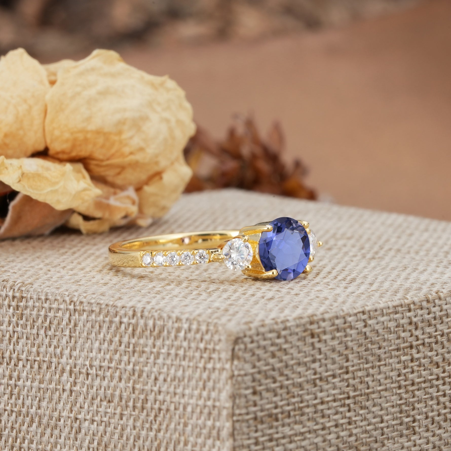 Classic 4 Prong Round Cut Tanzanite Engagement Ring - Additional view
