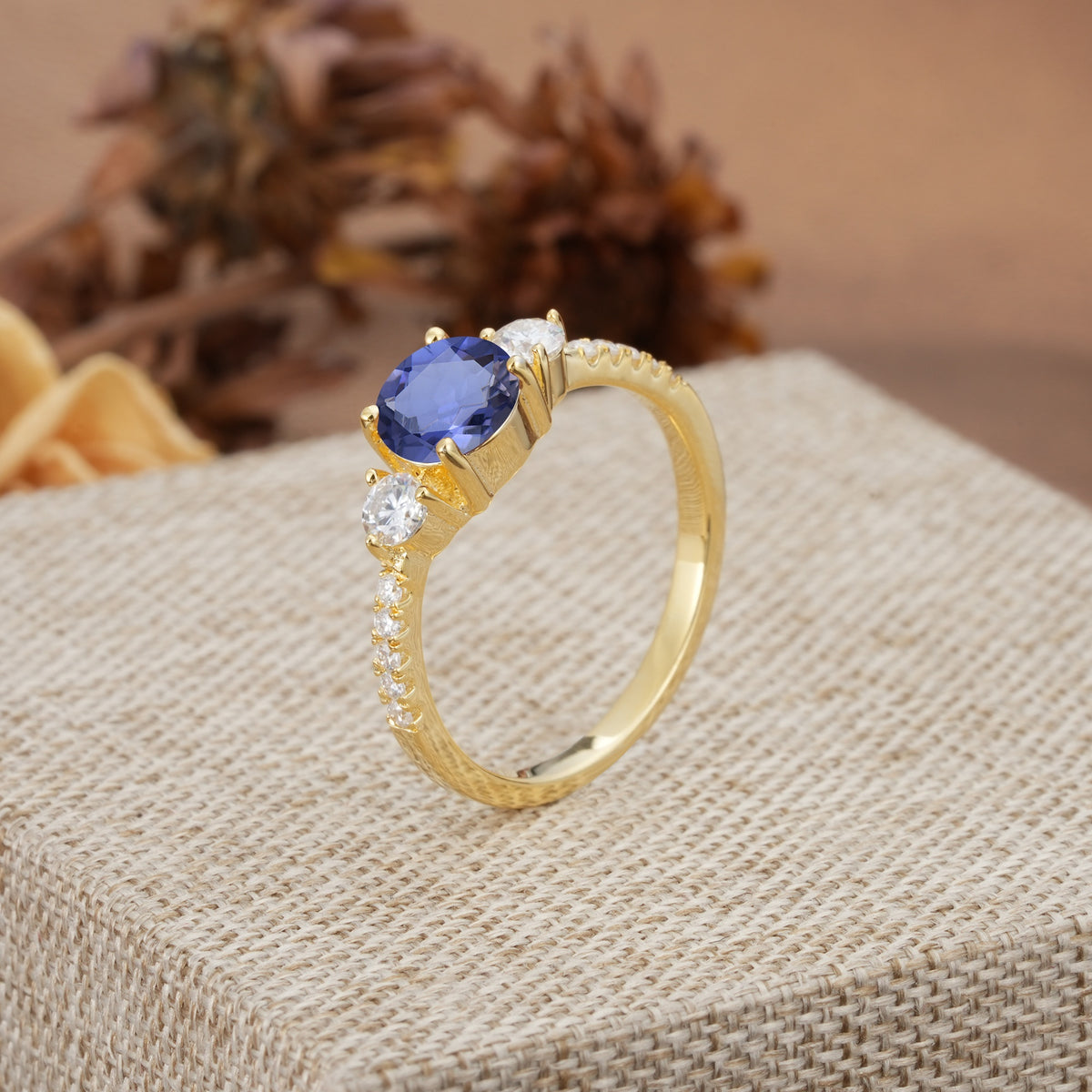 Classic 4 Prong Round Cut Tanzanite Engagement Ring - Additional view