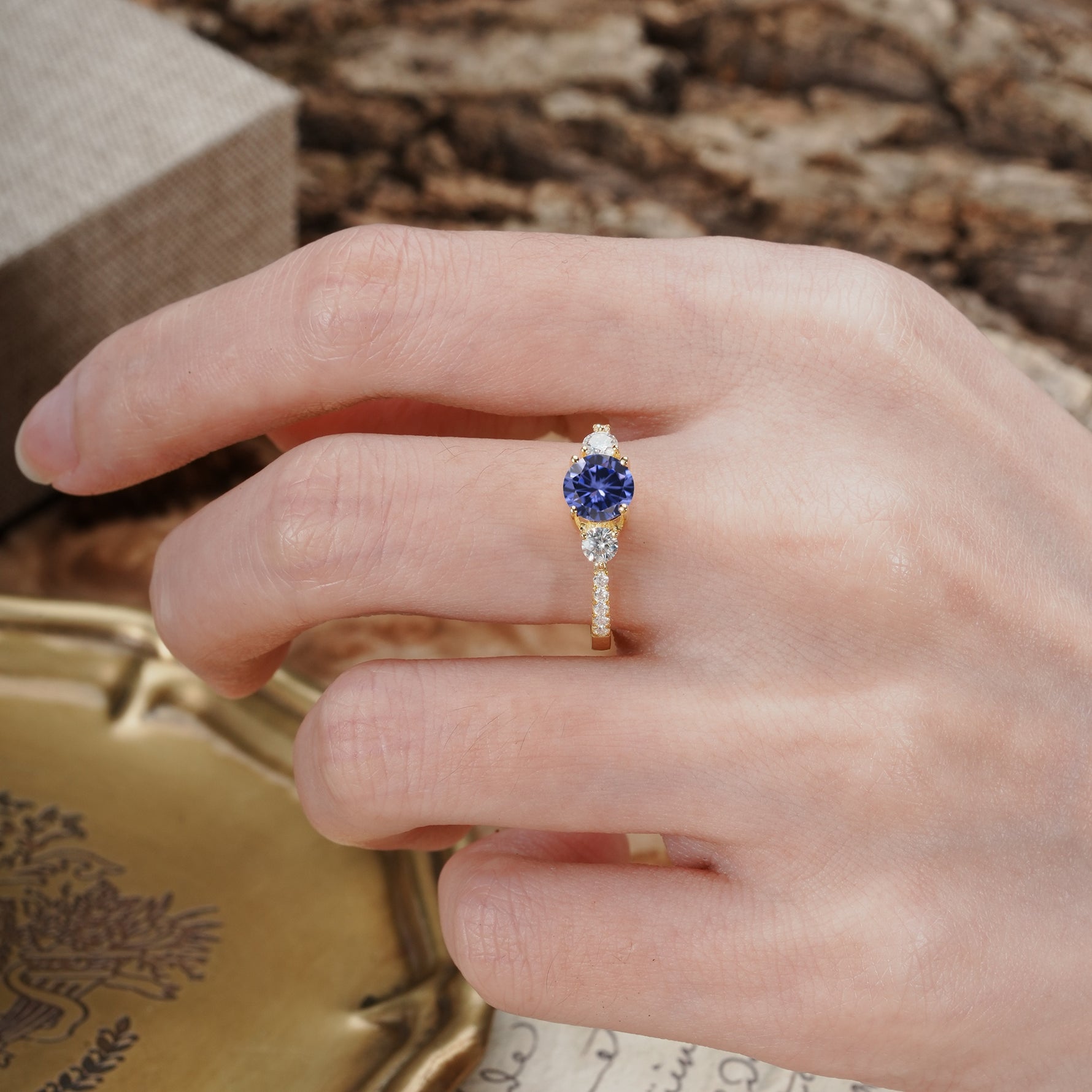 Classic 4 Prong Round Cut Tanzanite Engagement Ring - Additional view