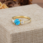Classic 4 Prong Round Cut Turquoise Engagement Ring - Additional view