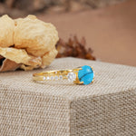 Classic 4 Prong Round Cut Turquoise Engagement Ring - Additional view
