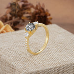 Classic 4 Prong Round Cut Black Rutilated Quartz Engagement Ring - Additional view