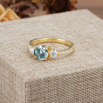 Classic 4 Prong Round Cut Moss Agate Engagement Ring - Additional view