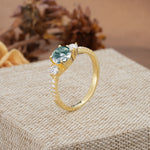 Classic 4 Prong Round Cut Moss Agate Engagement Ring - Additional view