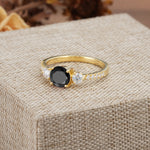 Classic 4 Prong Round Cut Black Onyx Engagement Ring - Additional view