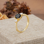 Classic 4 Prong Round Cut Black Onyx Engagement Ring - Additional view