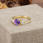 Classic 4 Prong Round Cut Amethyst Engagement Ring - Additional view