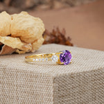 Classic 4 Prong Round Cut Amethyst Engagement Ring - Additional view