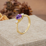Classic 4 Prong Round Cut Amethyst Engagement Ring - Additional view