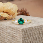 Classic 4 Prong Round Cut Emerald Engagement Ring - Additional view