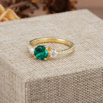 Classic 4 Prong Round Cut Emerald Engagement Ring - Additional view