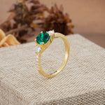 Classic 4 Prong Round Cut Emerald Engagement Ring - Additional view