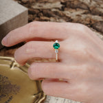 Classic 4 Prong Round Cut Emerald Engagement Ring - Additional view