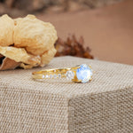 Classic 4 Prong Round Cut Moonstone Engagement Ring - Additional view
