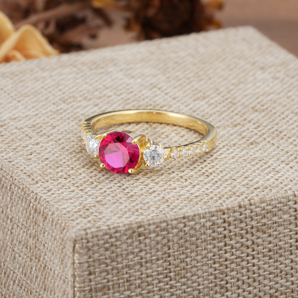 Classic 4 Prong Round Cut Ruby Engagement Ring - Additional view