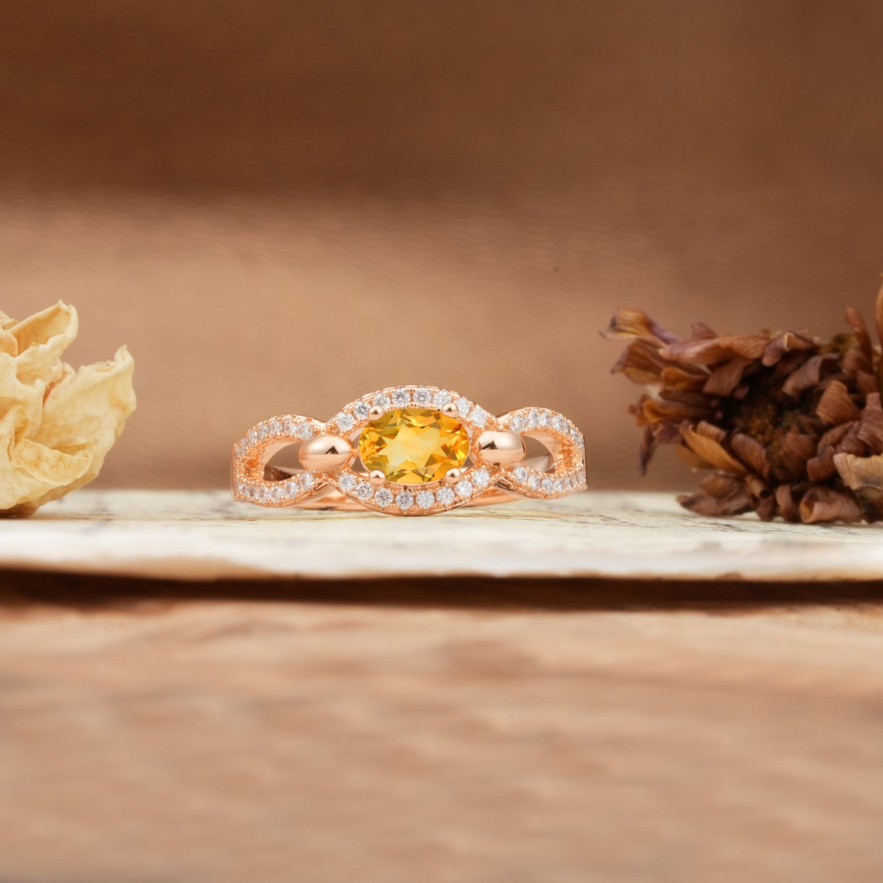 Luxurious And Unique 4 Prong Oval Cut Citrine Engagement Ring - Additional view