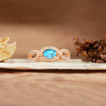 Luxurious And Unique 4 Prong Oval Cut Turquoise Engagement Ring - Additional view