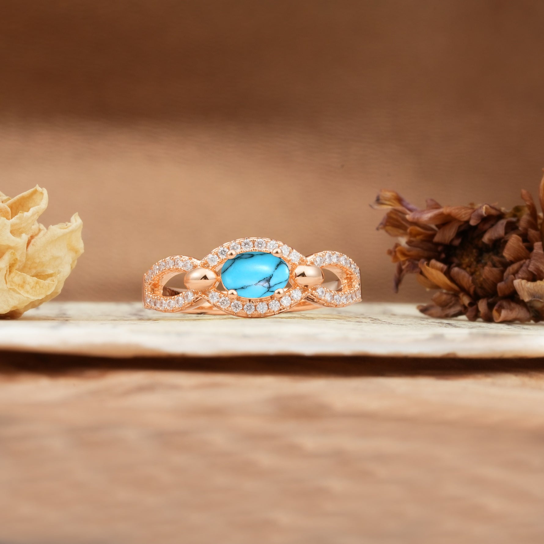 Luxurious And Unique 4 Prong Oval Cut Turquoise Engagement Ring - Additional view