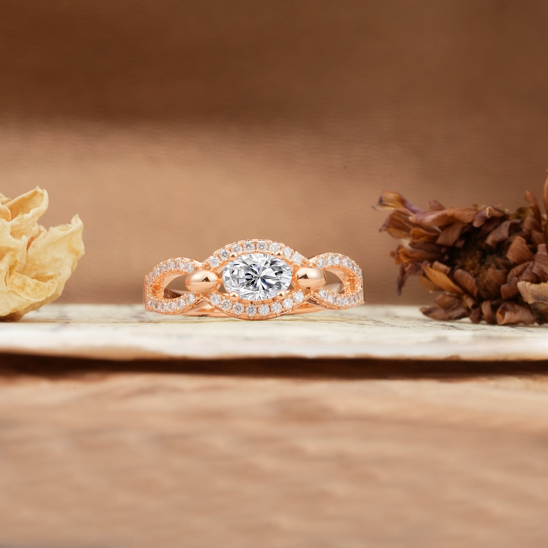 Luxurious And Unique 4 Prong Oval Cut Lab Diamond Engagement Ring - Additional view