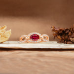 Luxurious And Unique 4 Prong Oval Cut Ruby Engagement Ring - Additional view