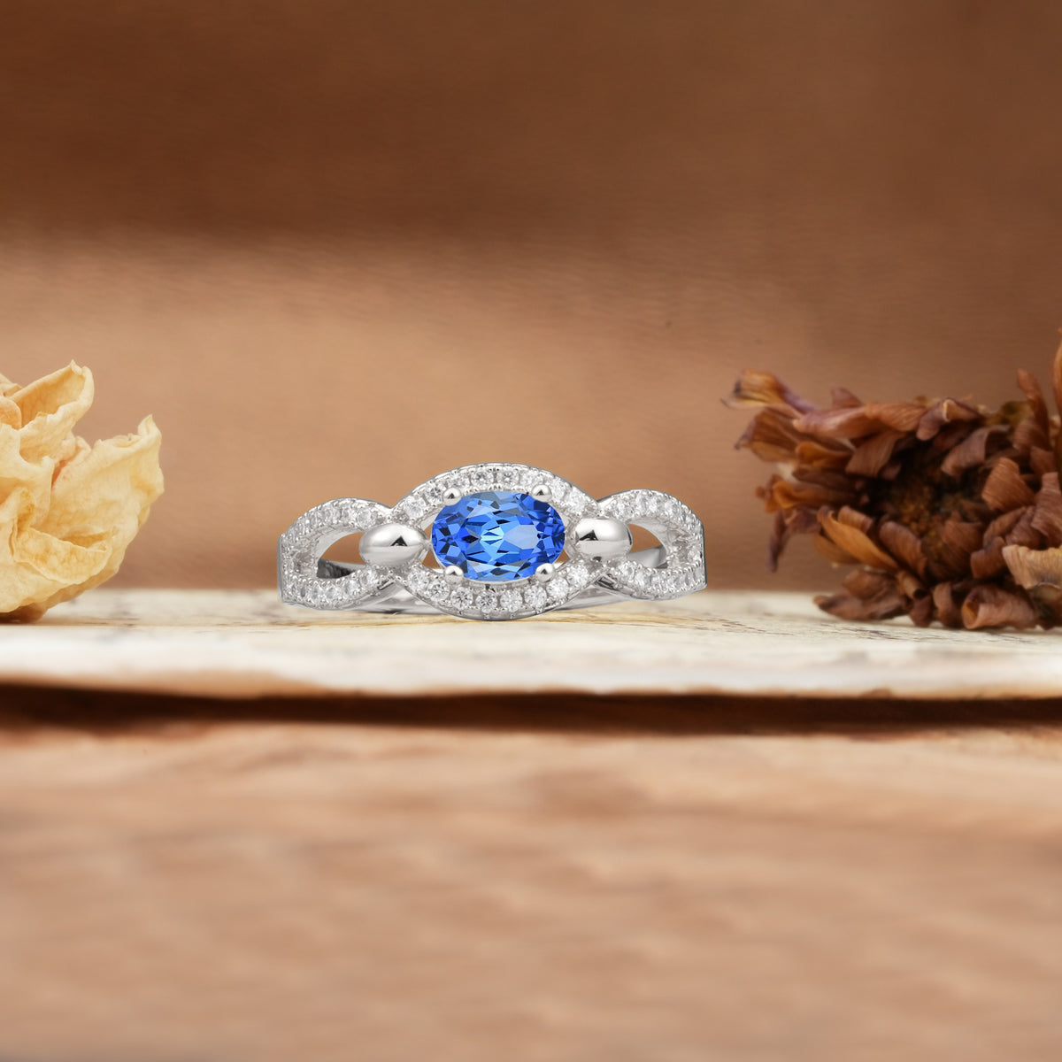Luxurious And Unique 4 Prong Oval Cut Sapphire Engagement Ring - Additional view