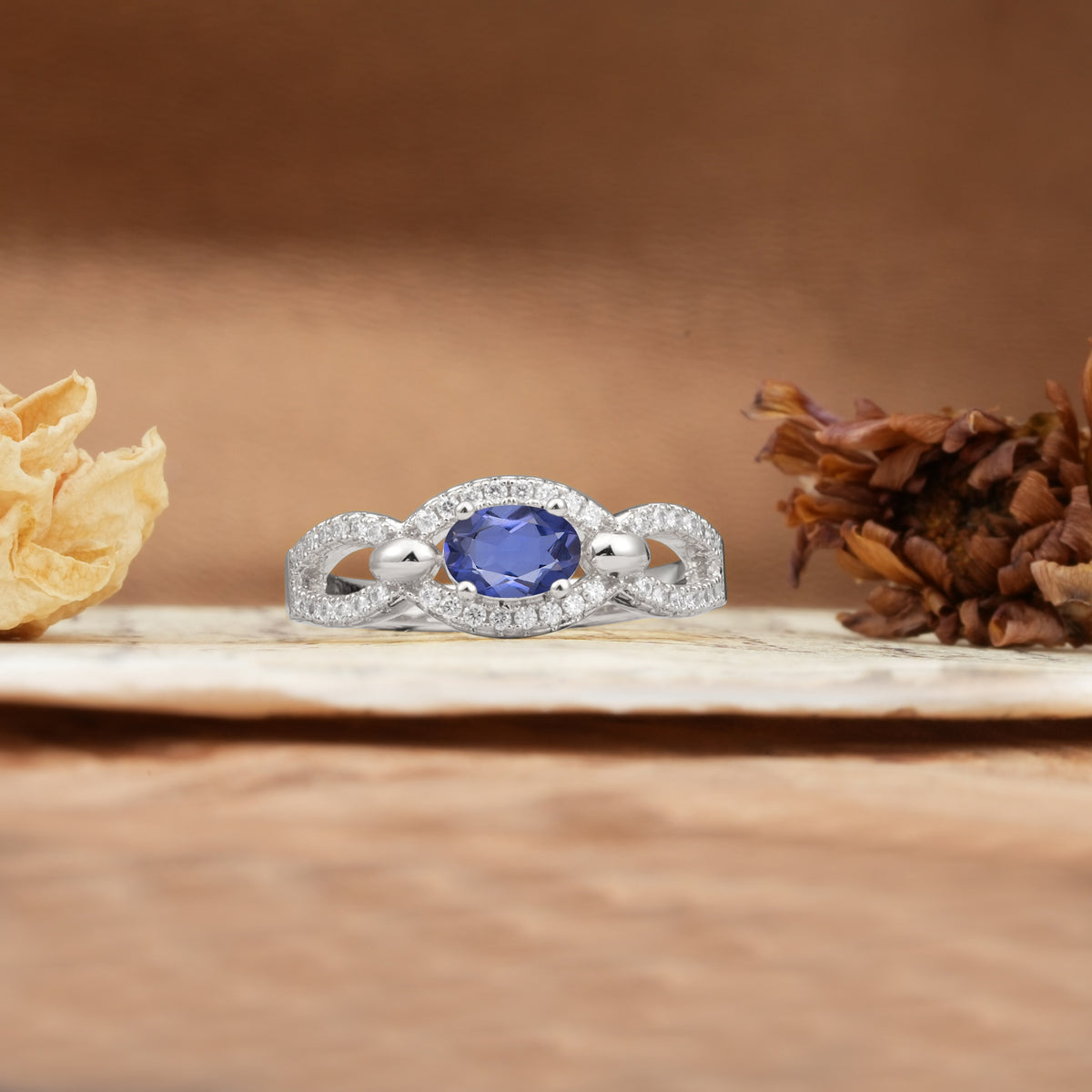 Luxurious And Unique 4 Prong Oval Cut Tanzanite Engagement Ring - Additional view