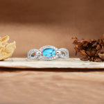 Luxurious And Unique 4 Prong Oval Cut Turquoise Engagement Ring - Additional view