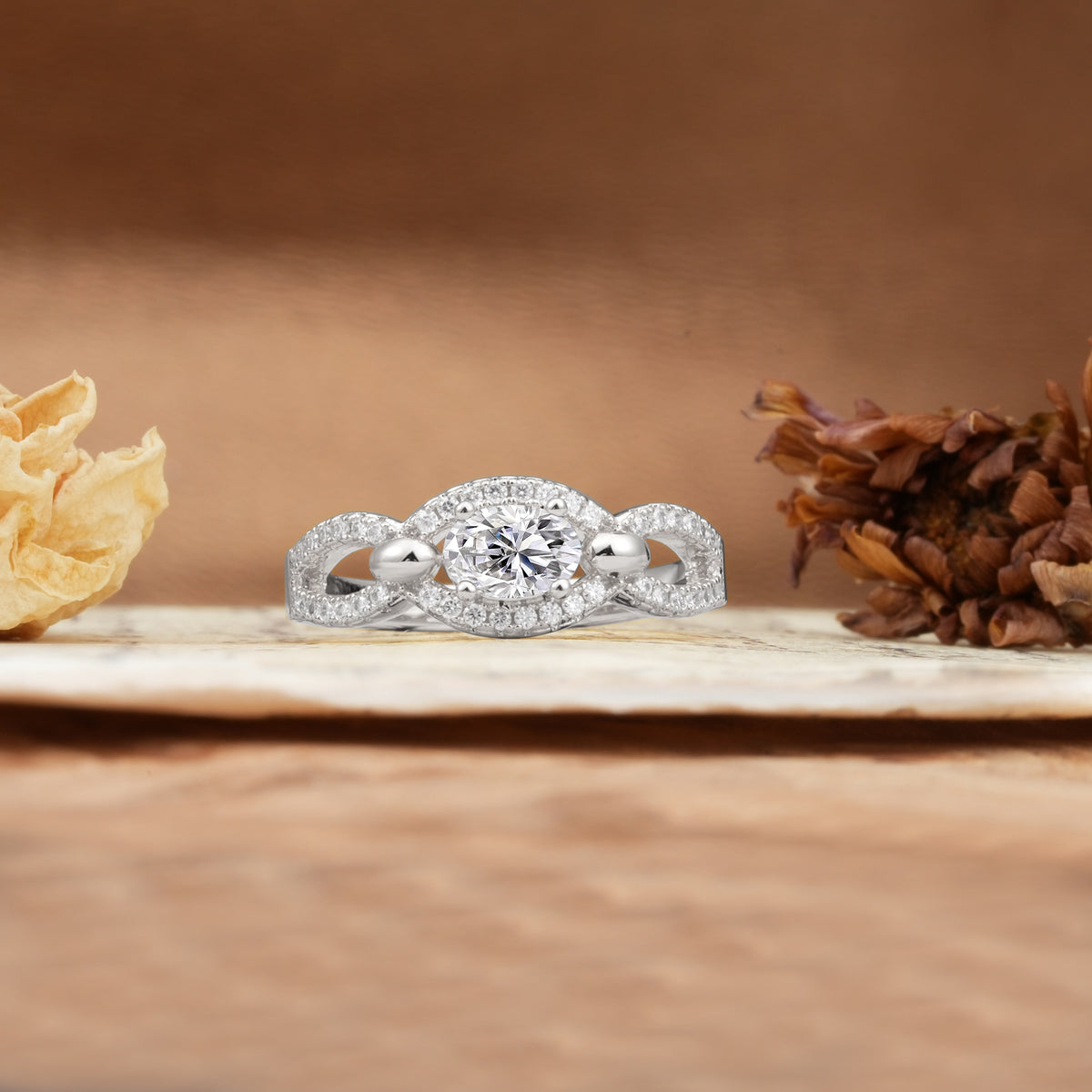 Luxurious And Unique 4 Prong Oval Cut Lab Diamond Engagement Ring - Additional view