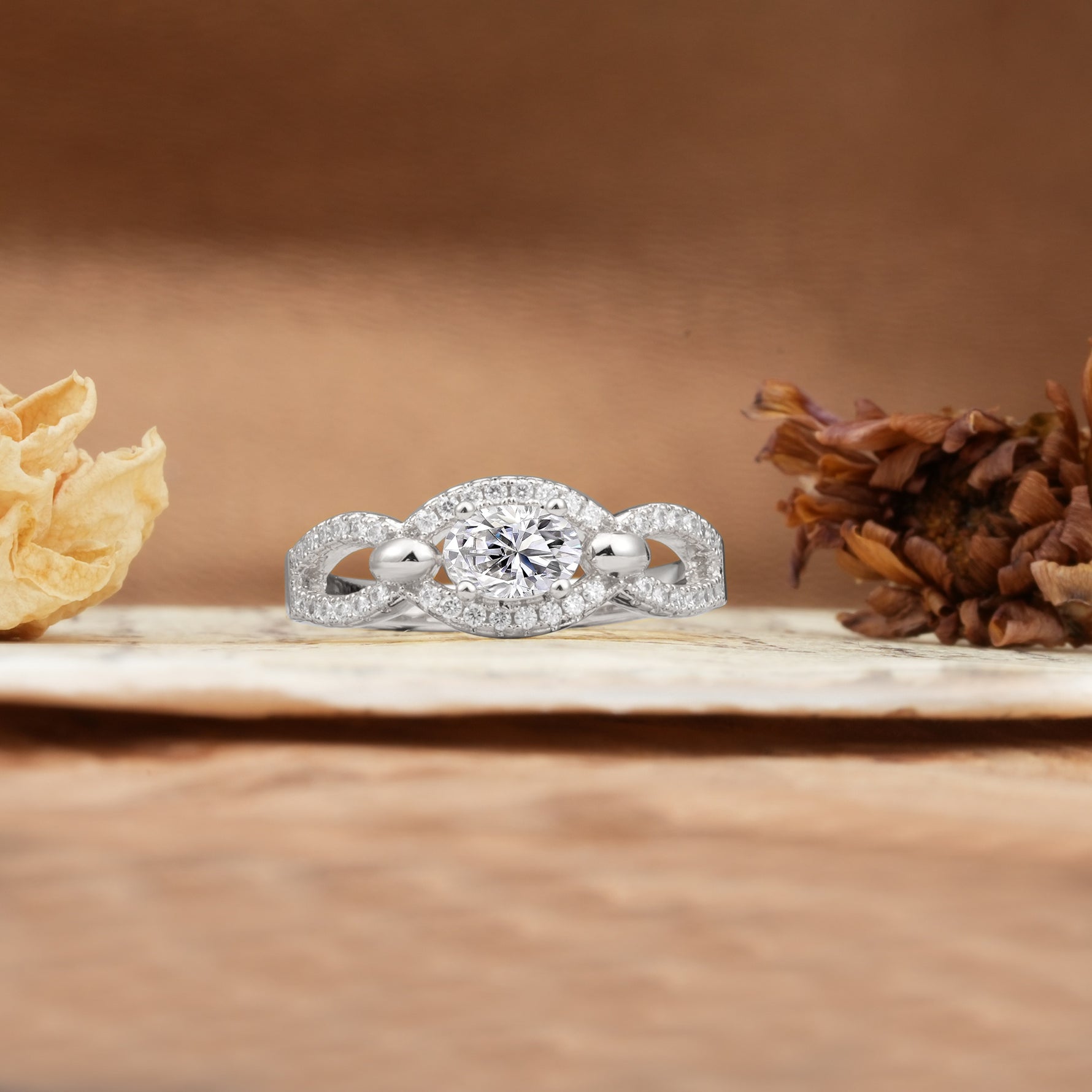 Luxurious And Unique 4 Prong Oval Cut Lab Diamond Engagement Ring - Additional view