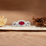 Luxurious And Unique 4 Prong Oval Cut Ruby Engagement Ring - Additional view