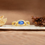 Luxurious And Unique 4 Prong Oval Cut Sapphire Engagement Ring - Additional view