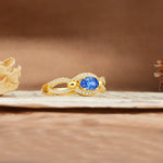 Luxurious And Unique 4 Prong Oval Cut Sapphire Engagement Ring - Additional view