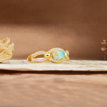 Luxurious And Unique 4 Prong Oval Cut Fire Opal Engagement Ring - Additional view