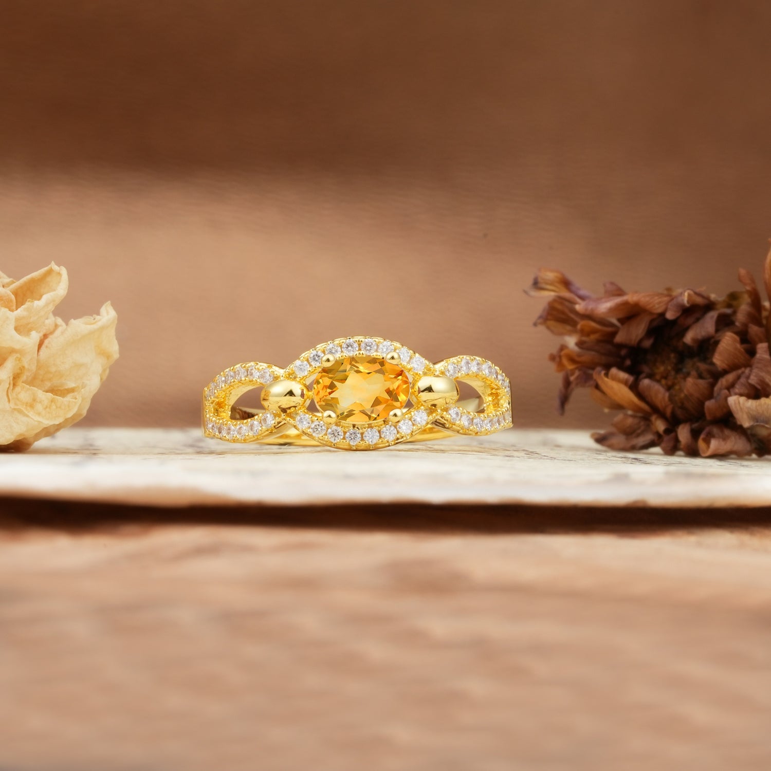 Luxurious And Unique 4 Prong Oval Cut Citrine Engagement Ring - Additional view