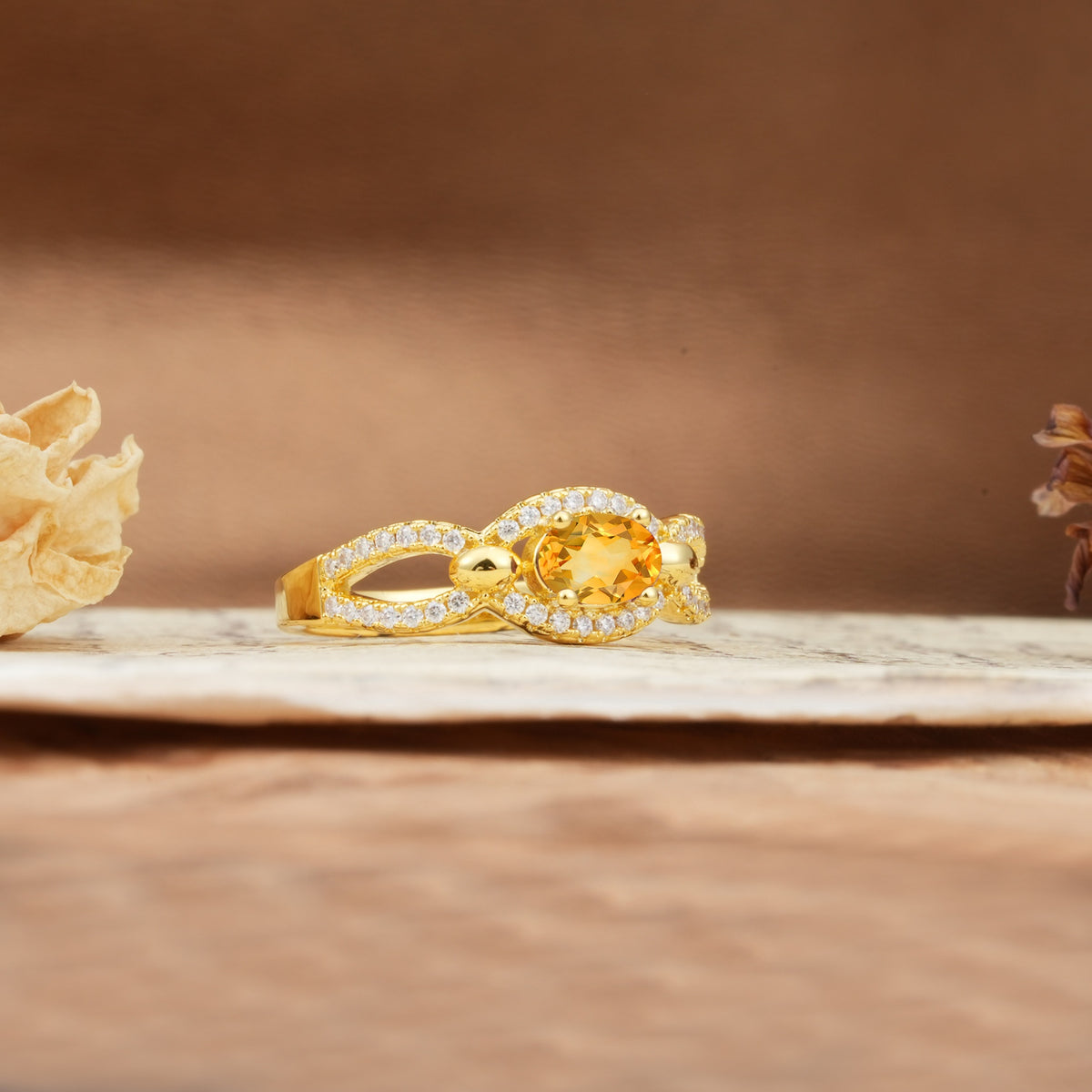 Luxurious And Unique 4 Prong Oval Cut Citrine Engagement Ring - Additional view