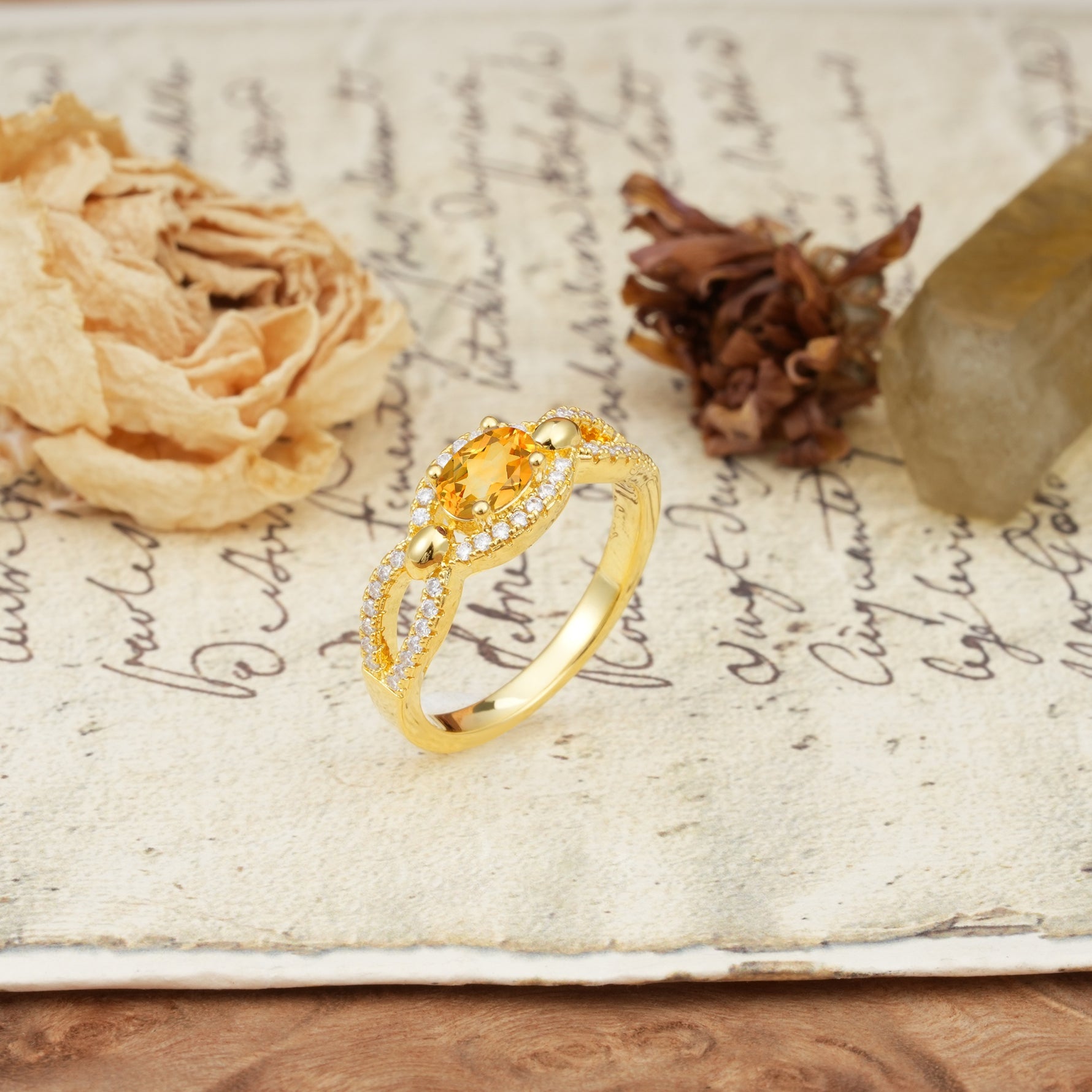 Luxurious And Unique 4 Prong Oval Cut Citrine Engagement Ring - Additional view