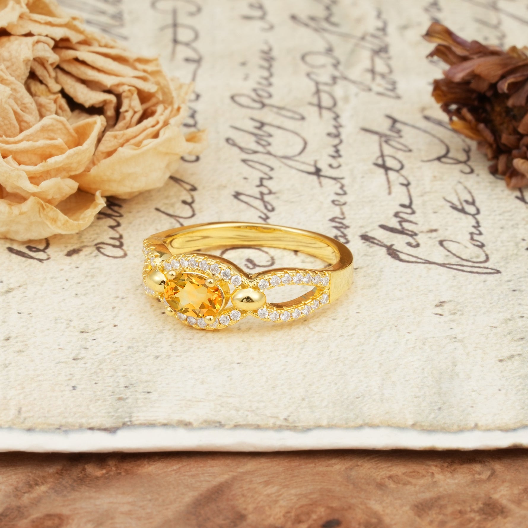 Luxurious And Unique 4 Prong Oval Cut Citrine Engagement Ring - Additional view