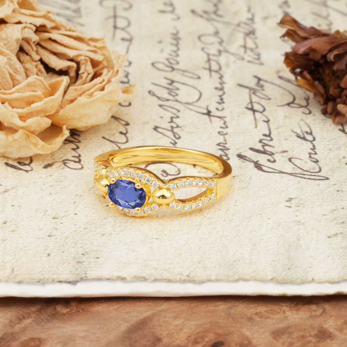 Luxurious And Unique 4 Prong Oval Cut Tanzanite Engagement Ring - Additional view