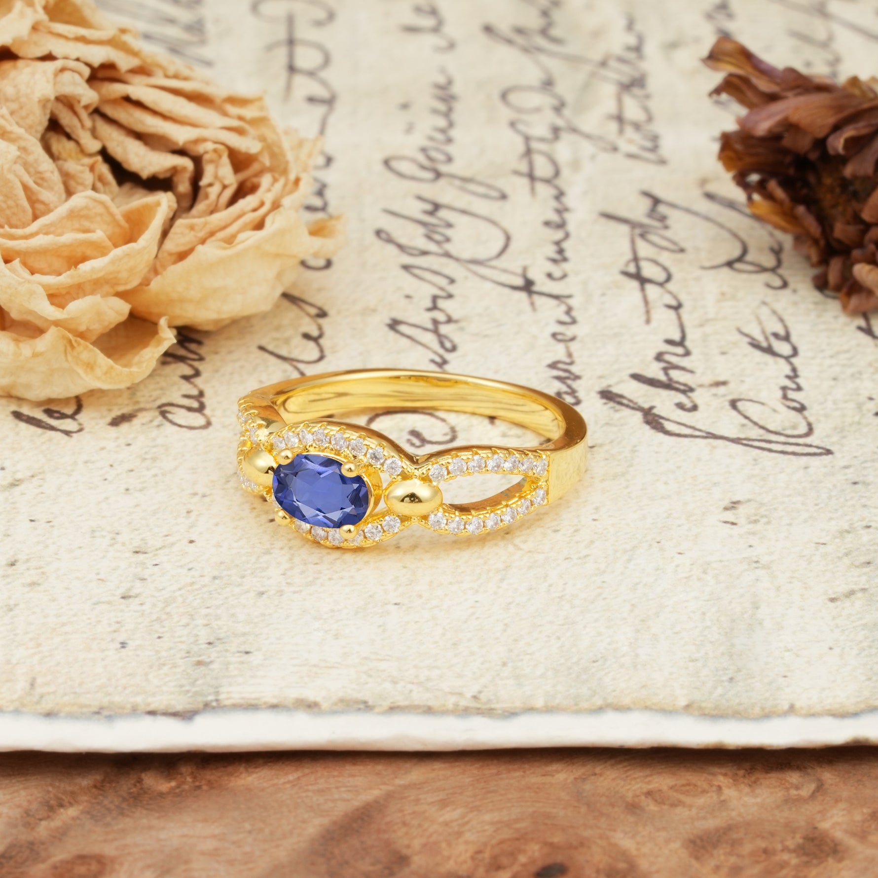 Luxurious And Unique 4 Prong Oval Cut Tanzanite Engagement Ring - Additional view
