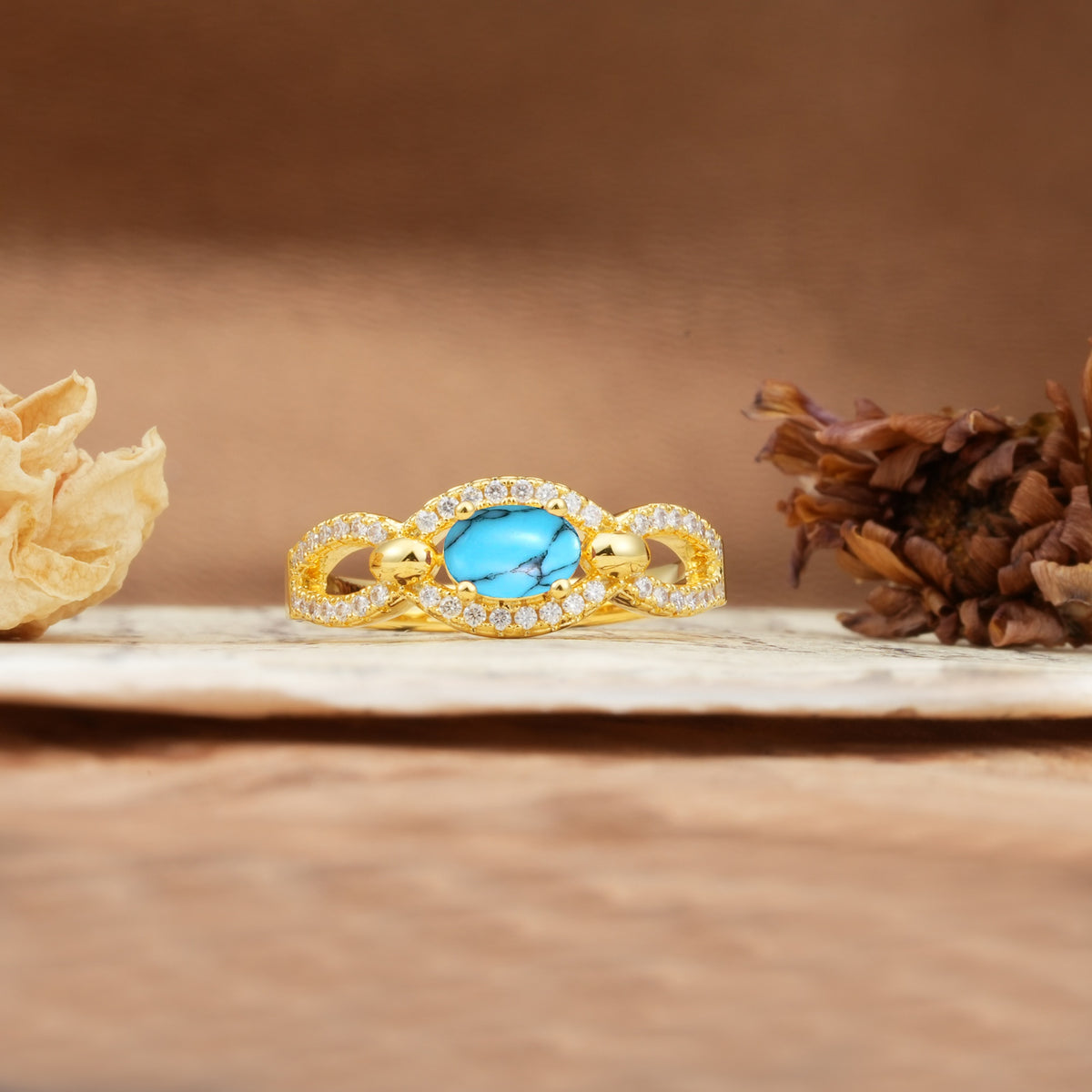 Luxurious And Unique 4 Prong Oval Cut Turquoise Engagement Ring - Additional view