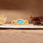 Luxurious And Unique 4 Prong Oval Cut Turquoise Engagement Ring - Additional view
