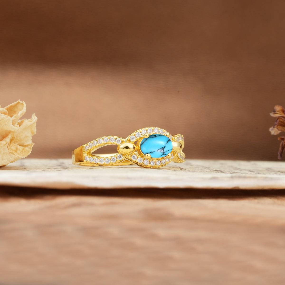 Luxurious And Unique 4 Prong Oval Cut Turquoise Engagement Ring - Additional view