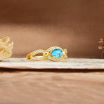 Luxurious And Unique 4 Prong Oval Cut Turquoise Engagement Ring - Additional view