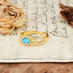 Luxurious And Unique 4 Prong Oval Cut Turquoise Engagement Ring - Additional view