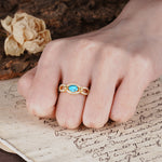 Luxurious And Unique 4 Prong Oval Cut Turquoise Engagement Ring - Additional view